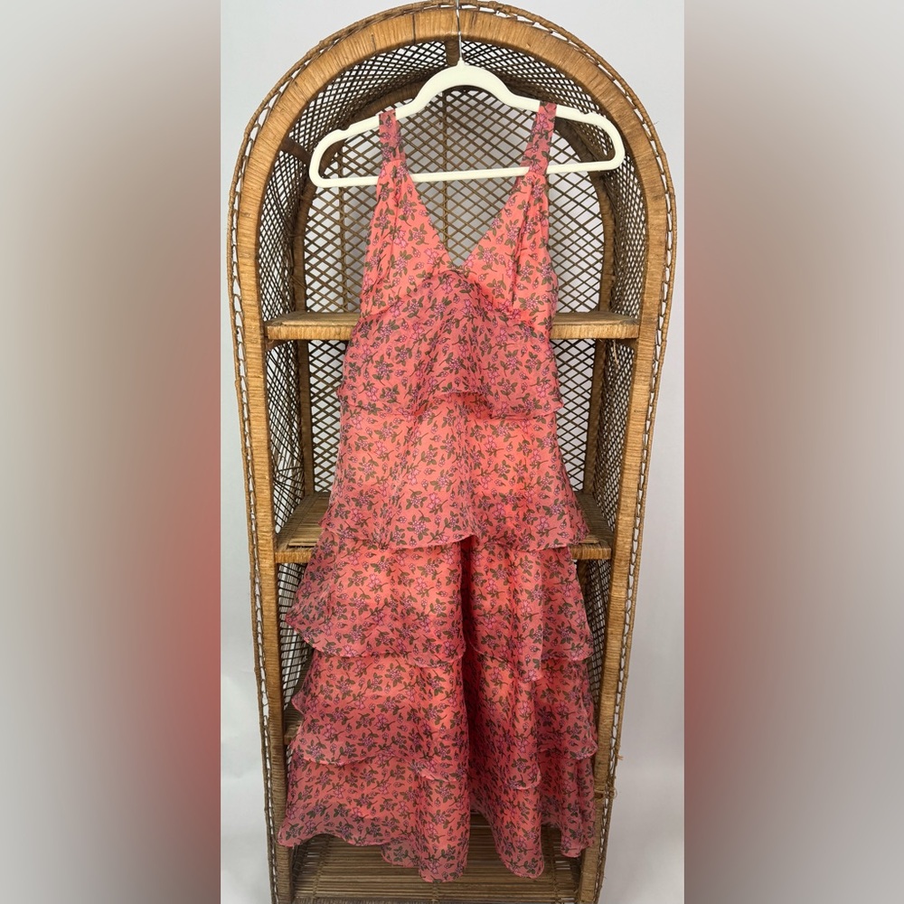 Lost + Wander Venus Rising Floral Tiered Midi Dress Pink Size M EUC - Picture 3 of 5